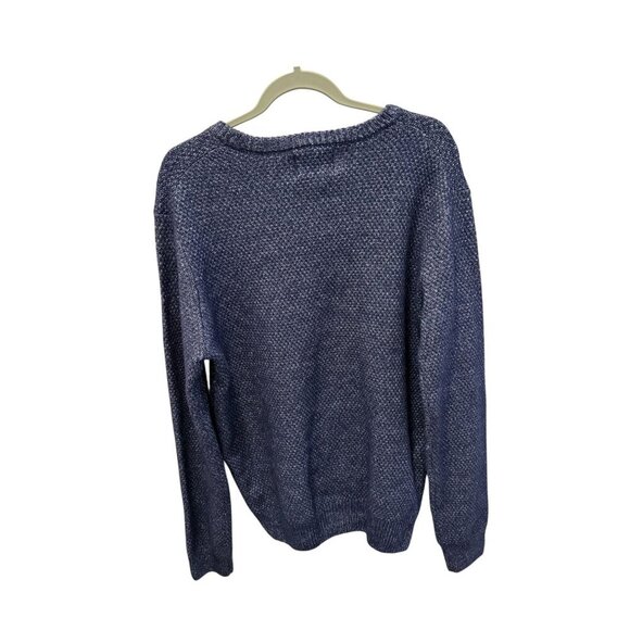 Alesbury Navy Blue Knit Sweater Mens Crewneck Long Sleeve Casual Cotton large - Picture 6 of 6